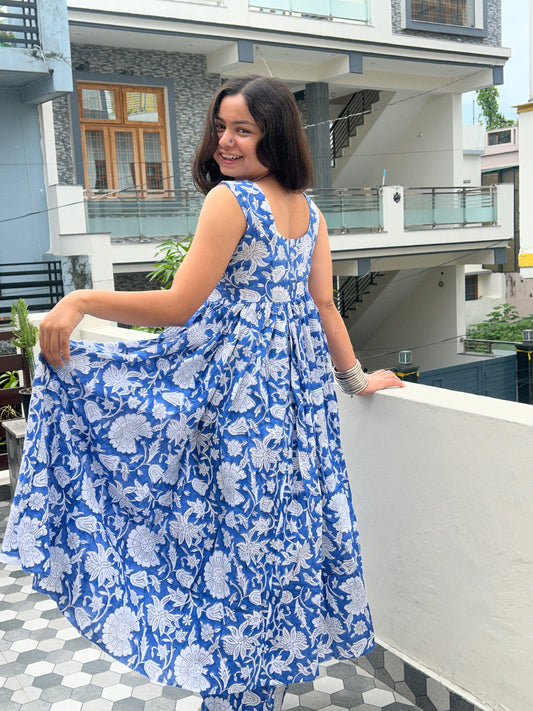 Blue Cotton Kurta Pant Set