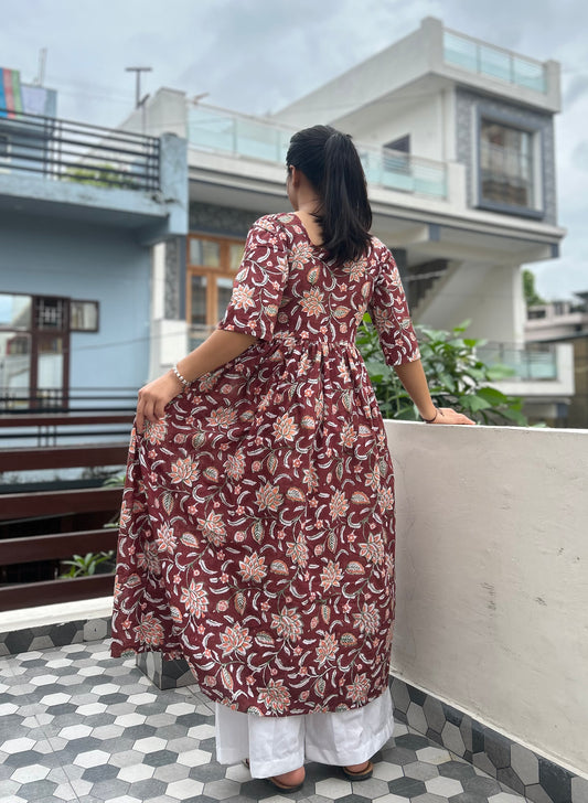 Hand Block Printed Frocksuit For Girls